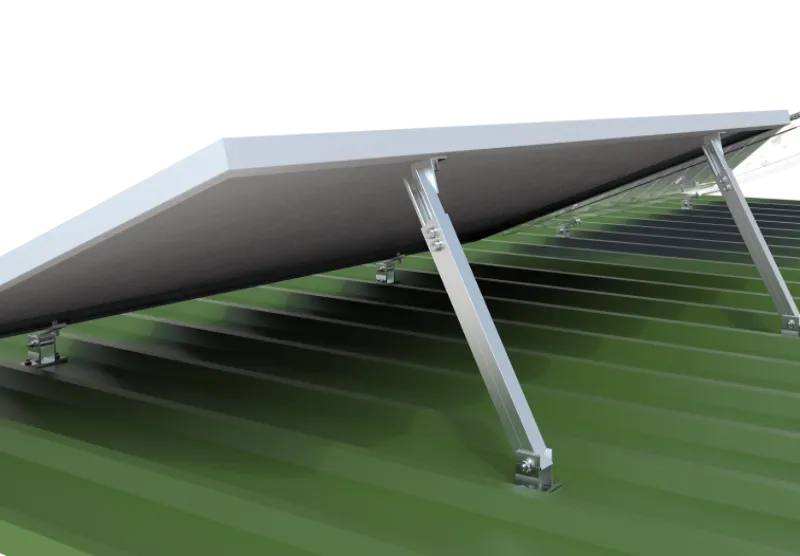 Soporte solar ajustable para techo con pata trasera