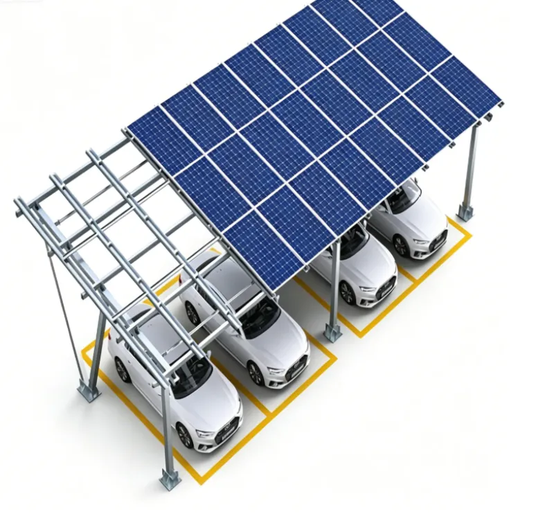 Soporte de cochera solar tipo W de aluminio