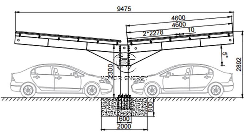Double Wing Solar Carport Bracket 